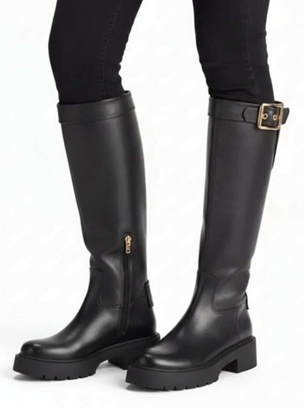 Coach Lilli Tall Riding Boots Leather Knee High Lug Sole - Picture 1 of 16